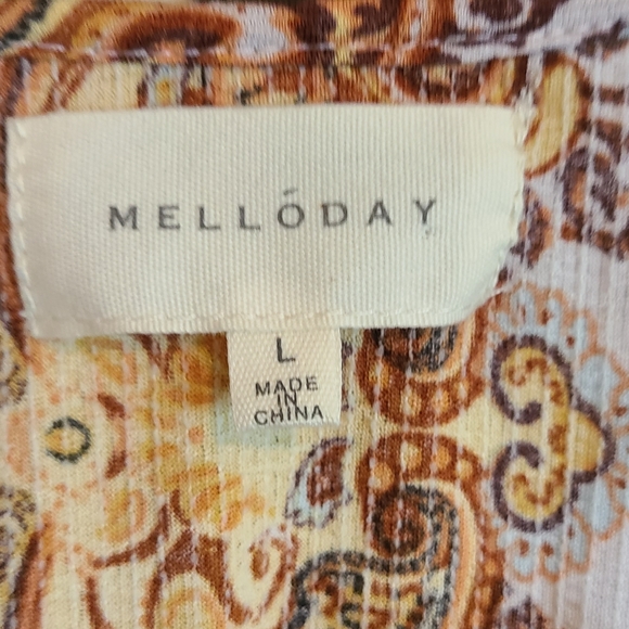 (595) Melloday Woman's  3/4 Length  Blouse,  Size: Large Color: Harvest - Picture 6 of 12